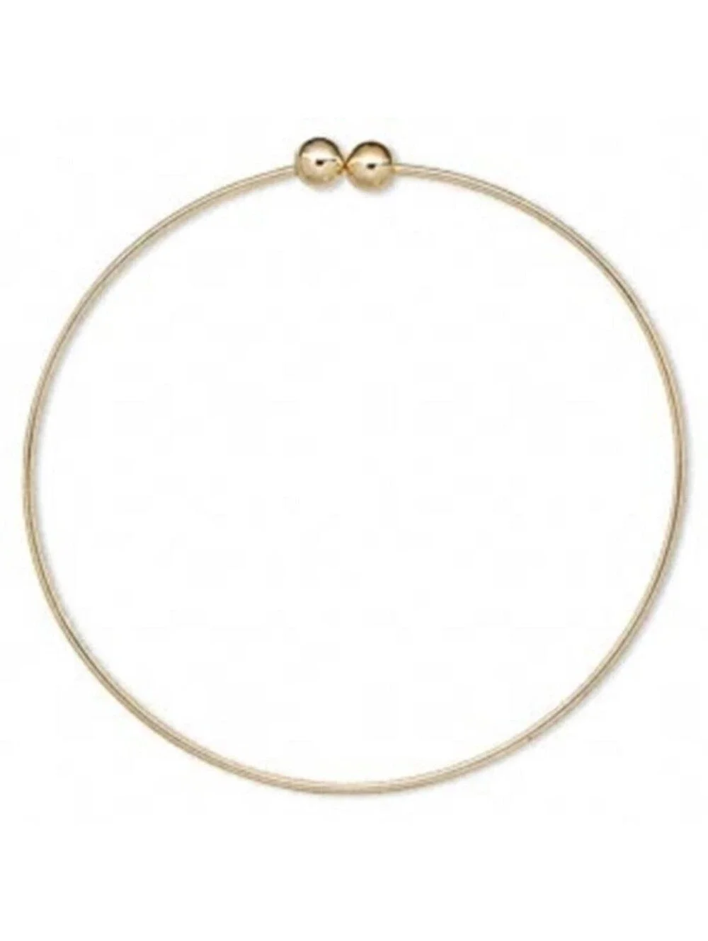Gold 14K Plated 73mm Round Ball Beading Bangle Bracelet Blank Finding